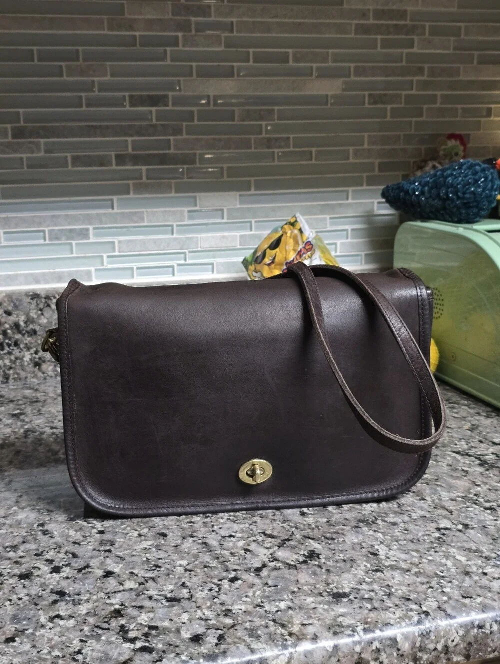 VINTAGE COACH Penny Pocket Purse Dark Mahogany Crossbody